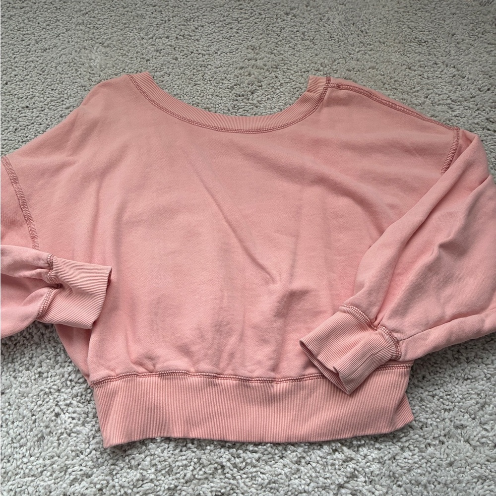 Free People Peach Crewneck Sweatshirt with V Cut Back Womens Size XS